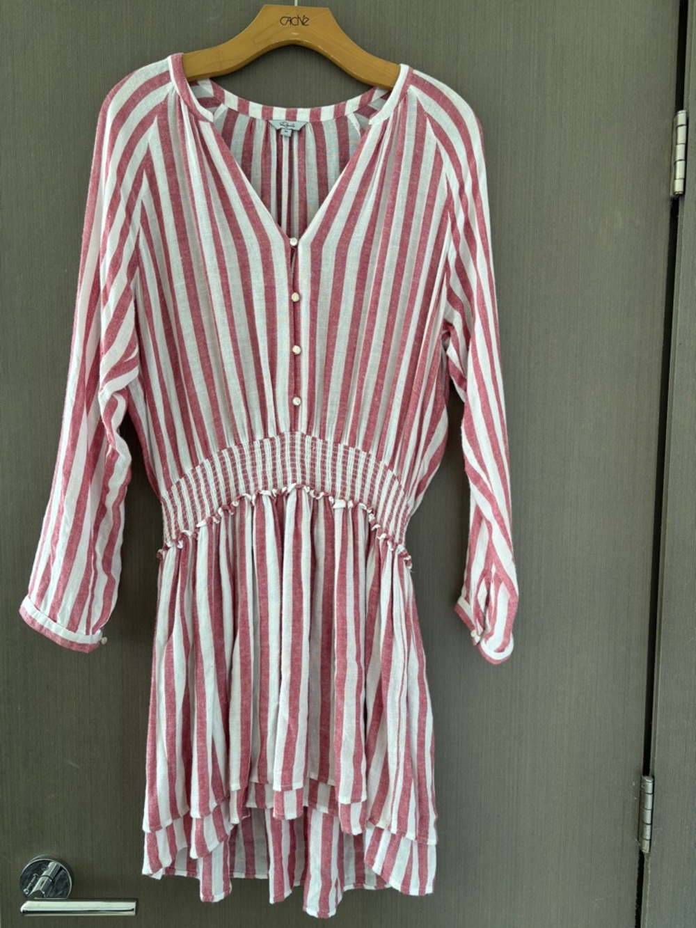 Rails Red White Striped Smocked Dress - Size Medium